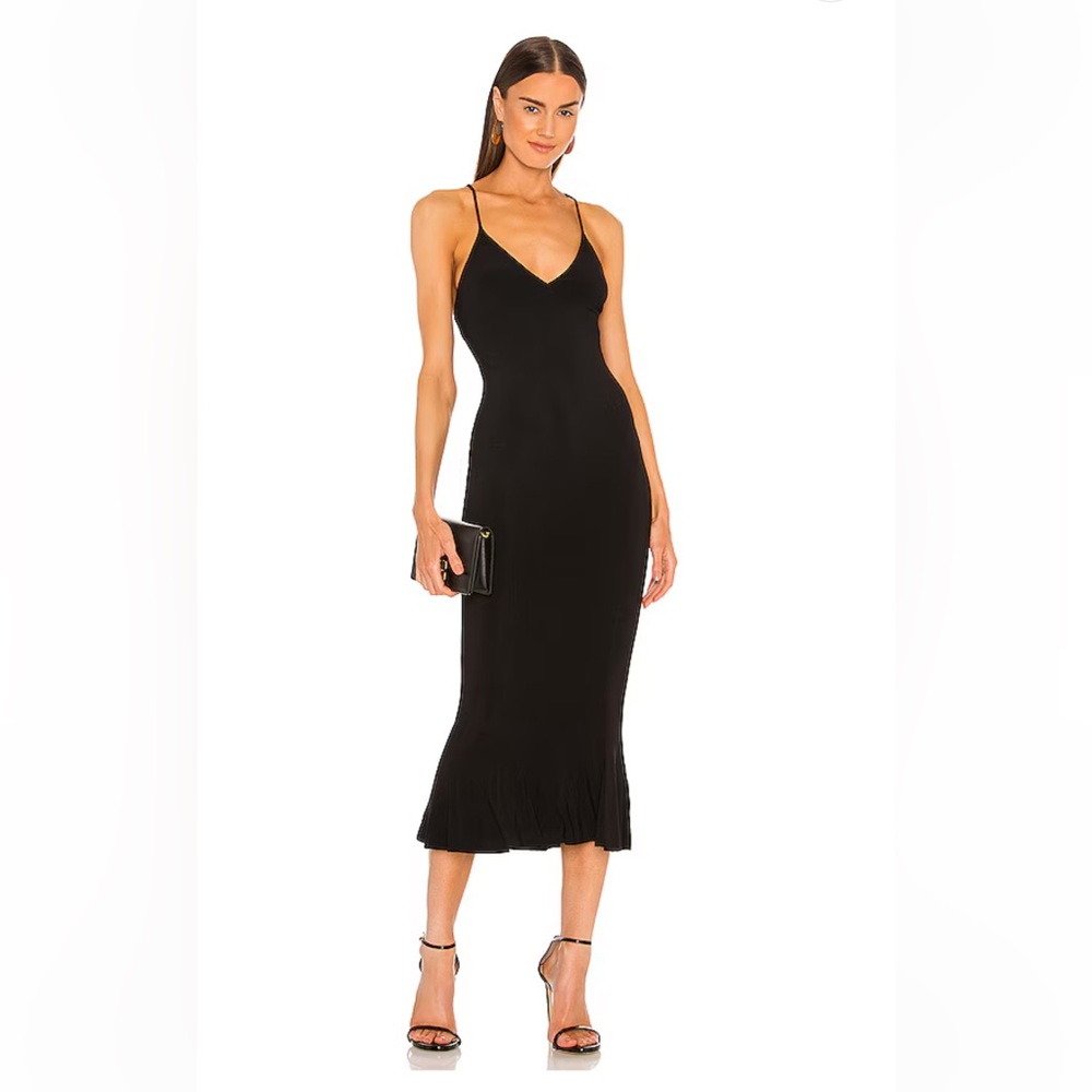 Norma Kamali Fishtail Black Midi Dress
